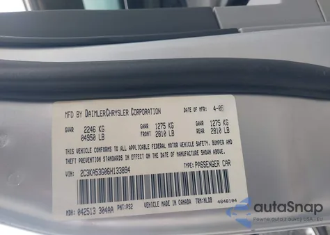 2006 Chrysler 300 Touring из США, поврежденный, VIN 2C3KA53G06H133894